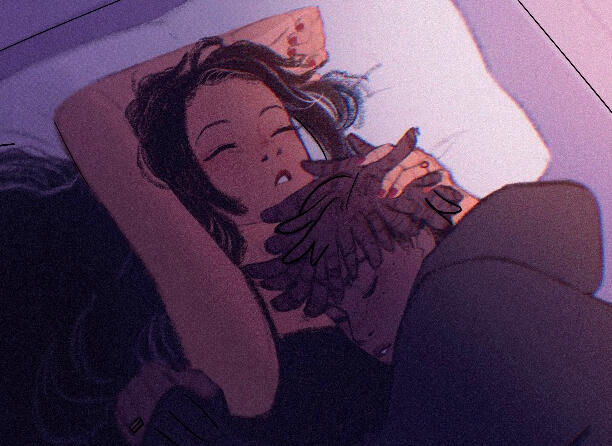 illustration of female original character looking annoyed.